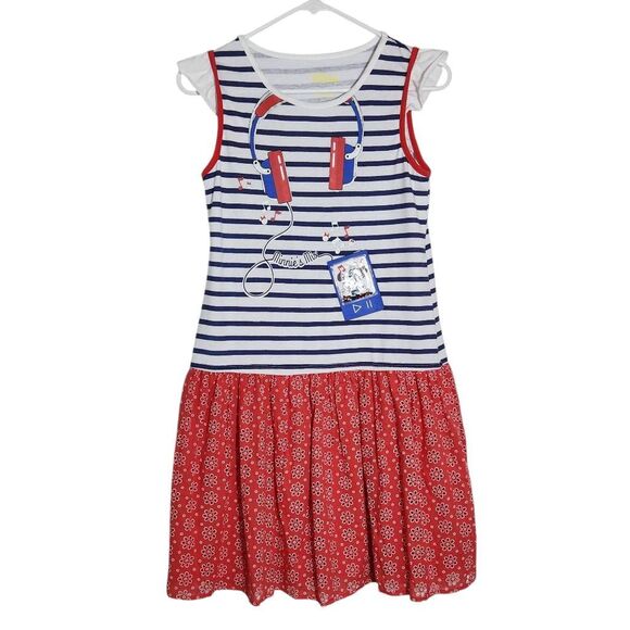 Disney Navy and Red Minnie Mouse Dress Size XL 14/16 Disney Stripe Dress - Picture 1 of 9